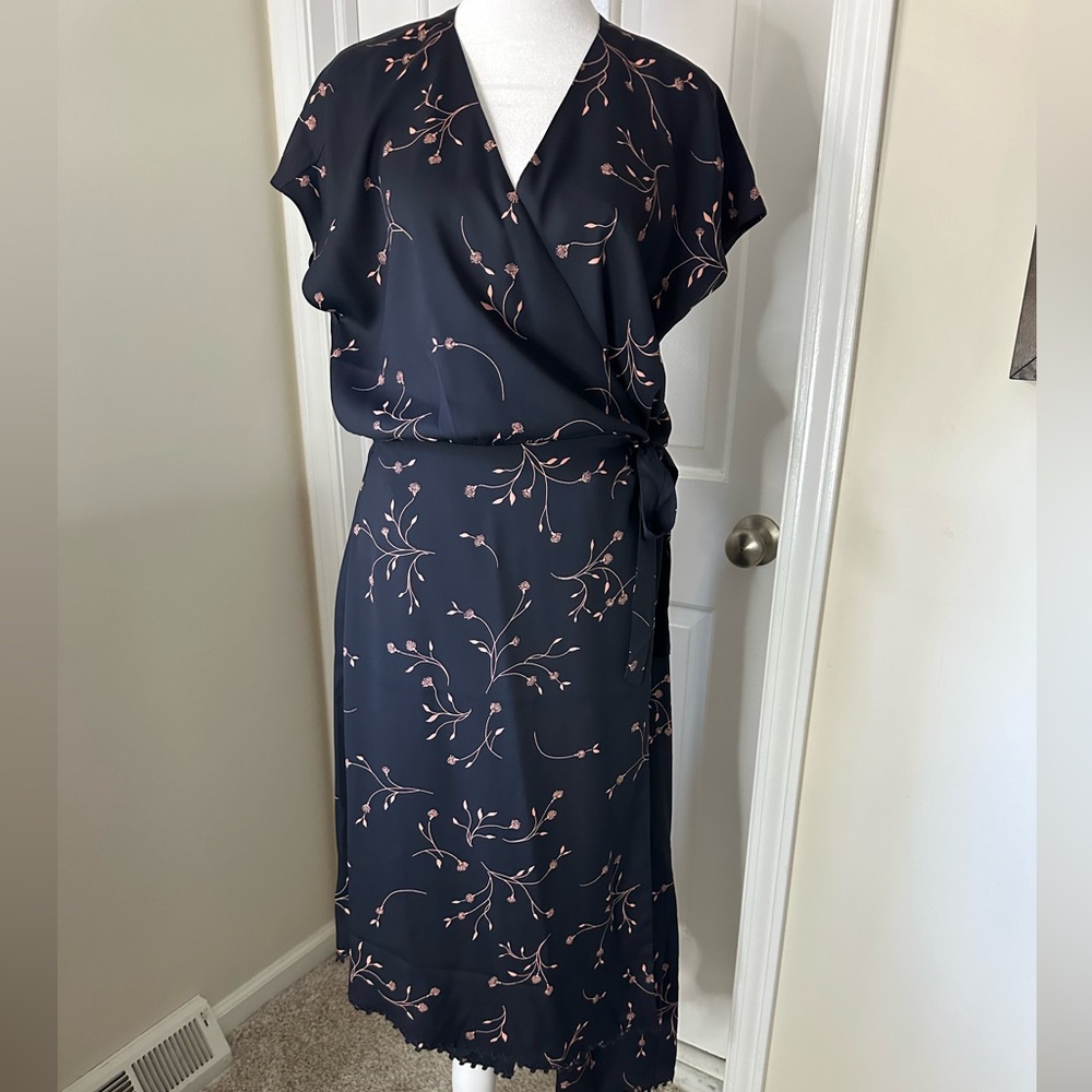 Joie asymmetrical hem wrap dress L